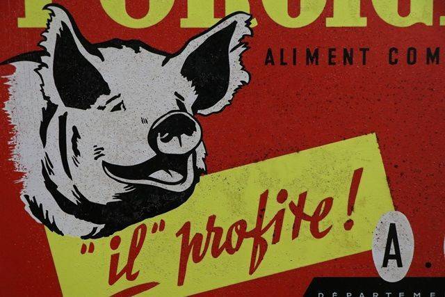 Porcigene Aliment Compose Complet French Advertising Tin Sign 