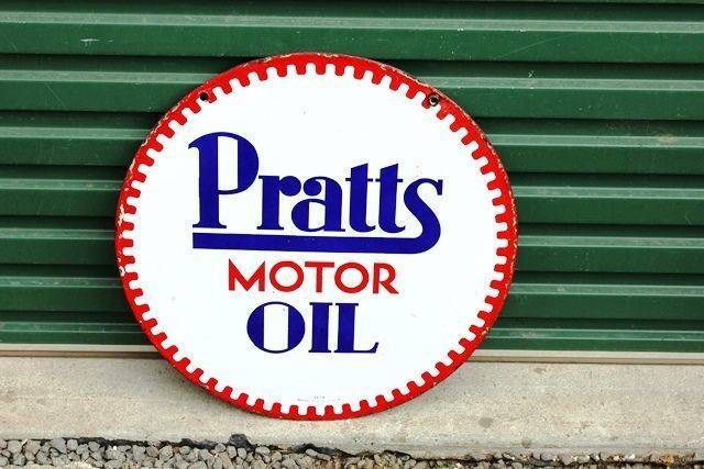 Pratts Motor Oil Double Sided Enamel Advertising Sign 
