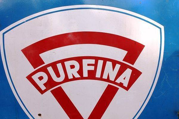 Purfina Boxed Enamel Sign