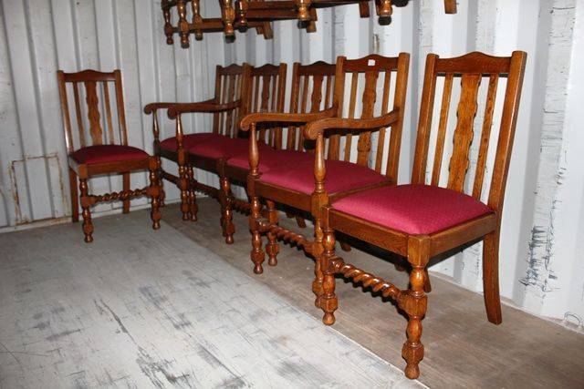 Quality Set Of 6 English Oak Dining Chairs