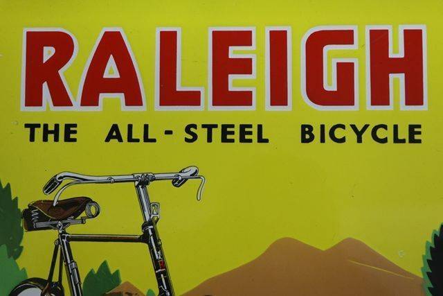 Raleigh All Steel Bicycle Pictorial Enamel Sign 