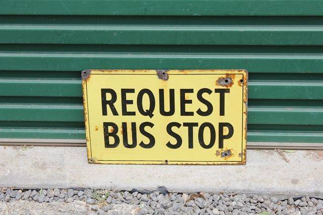 Request Bus Stop Enamel Sign