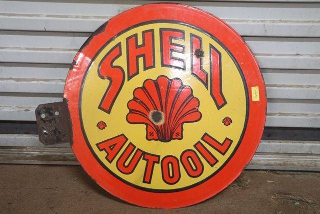 Round Shell Auto Oil Double Sided Enamel Advertising sign 