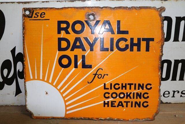 Royal Daylight Oil Double Sided Enamel Advertising Sign   