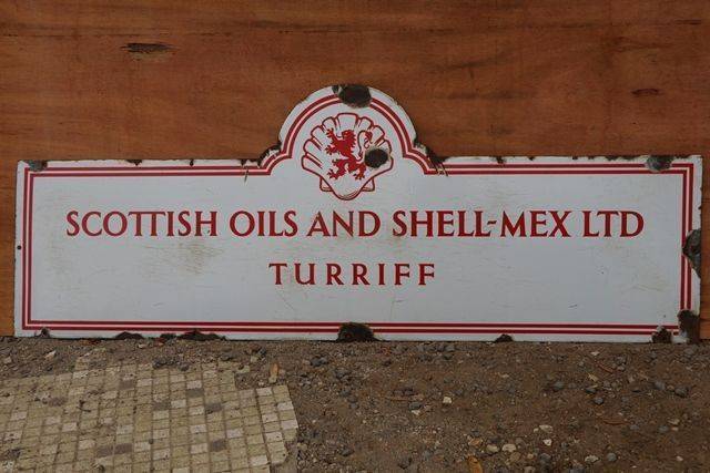 Scottish Oils and Shellmex Enamel Advertising Sign 