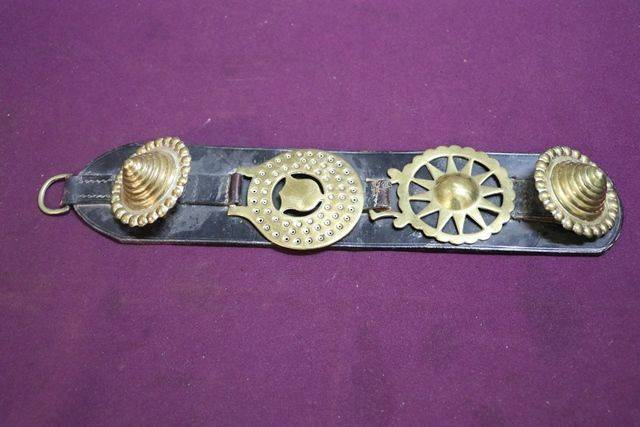 Set Of 3 Horse Brasses On Leather Strap 