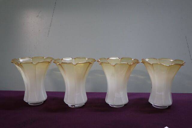 Set Of 4 Vintage Glass Lamp Shades XXXX Antique Complex