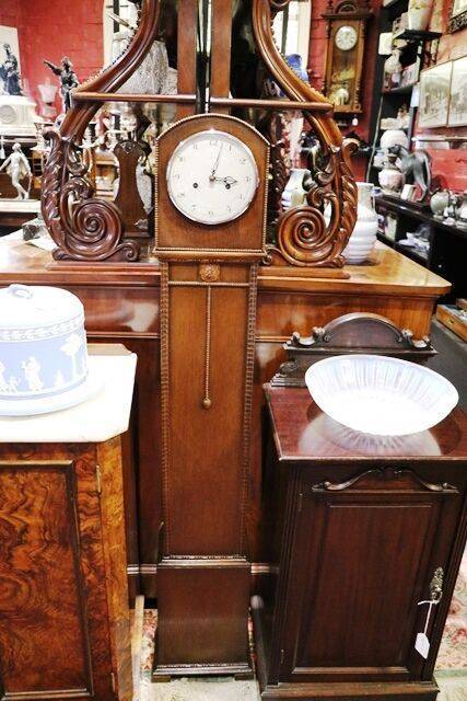 Small Art Deco English Oak Grandmother Clock