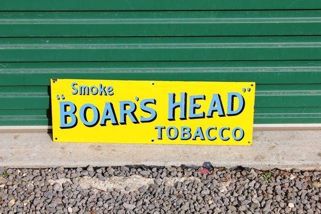 Smoke Boars Head Tobacco Enamel Advertising Sign