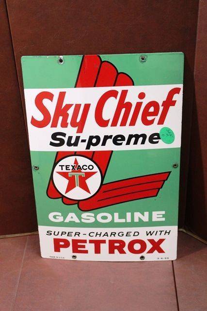 Texaco Sky Chief Enamel Advertising Sign