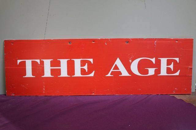 The Age newsagency The Sunday Age Store Double Sided Sign 