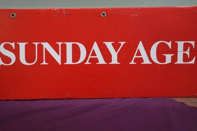 The Age newsagency The Sunday Age Store Double Sided Sign 
