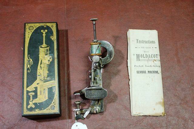 The Moldacot Pocket Lockstitch Antique Sewing Machine In Original Case 