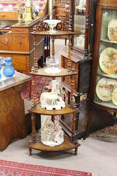 Victorian 4 Tier Walnut Corner Wot Not C1880