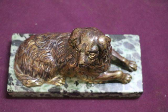 Vintage Bronze Figure of a King Charles Cavalier On a Marble Base 