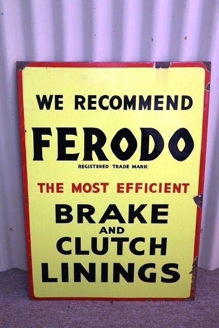 Vintage Ferodo Brake and Clutch Lining Enamel Sign 