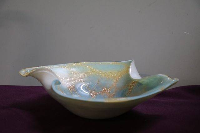 Vintage Murano Glass Bowl Cased Glass Blue Gold Xxxx Antique Complex