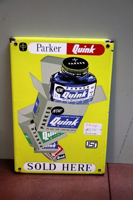 Vintage Parker Quink Pictorial Enamel Sign