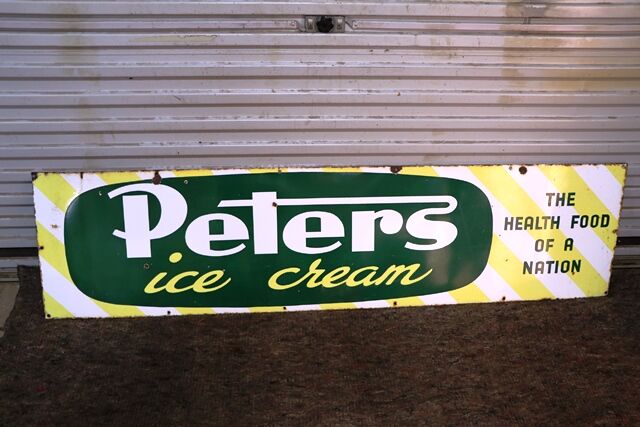 Vintage Peters Ice Cream Enamel Strip Advertising Sign 