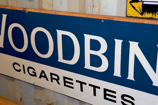 Vintage Woodbine Cigarettes Enamel Advertising Sign 