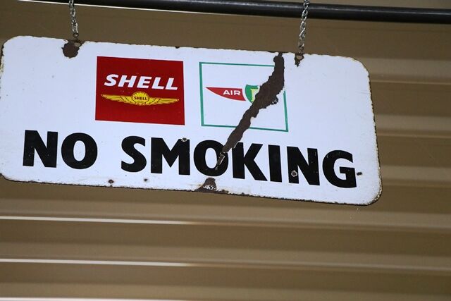 Vintage and Rare AeroShell and BP Air Enamel No Smoking Sign 
