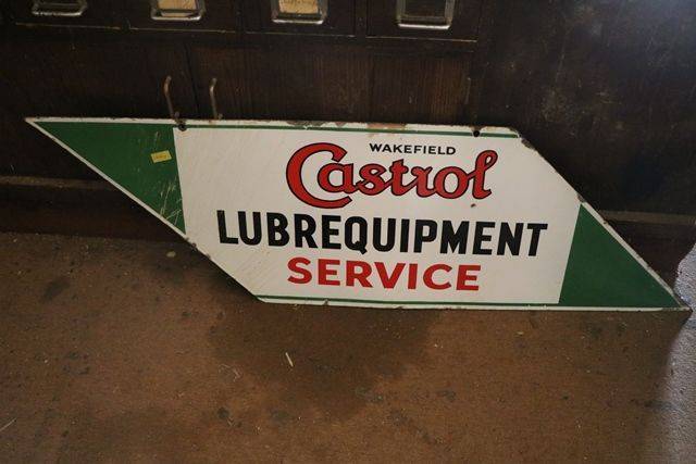 Wakefield Castrol Service Double Sided Enamel Advertising Sign 