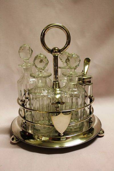 Wonderful Late Victorian 6 Bottle Cut Glass Cruete C1890