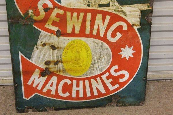 Singer Sewing Machines Pictorial Enamel Sign. # * | XXXX Antiques