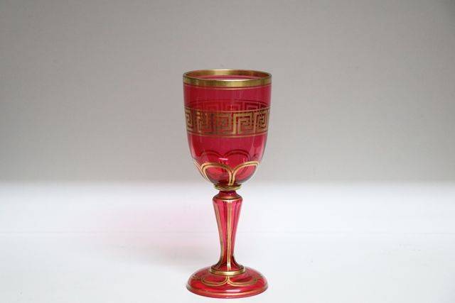 19th Century Bohemian Ruby + Gilt Overlay Goblet  