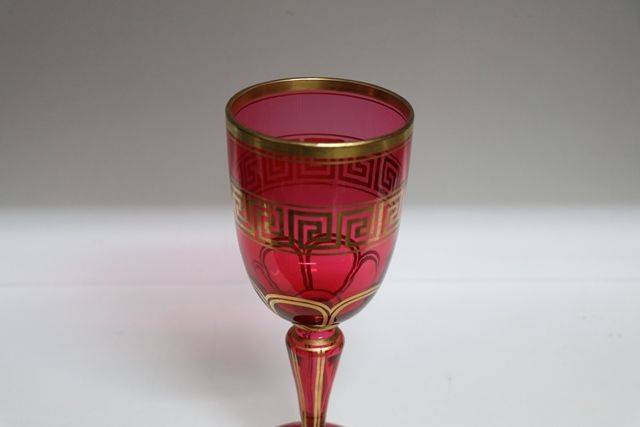 19th Century Bohemian Ruby + Gilt Overlay Goblet  