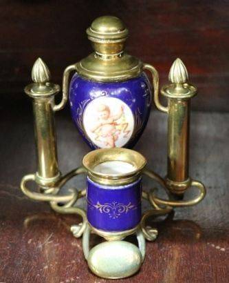 19th Century Porcelain and Bronze Wax Seals Lamp Kit 