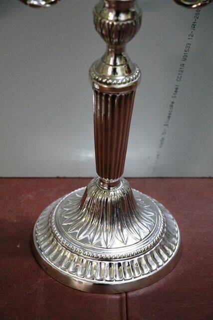 A Fine Pair of Antique Silver Plate 2 Branch Candelabra 