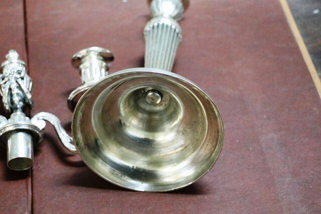 A Fine Pair of Antique Silver Plate 2 Branch Candelabra 