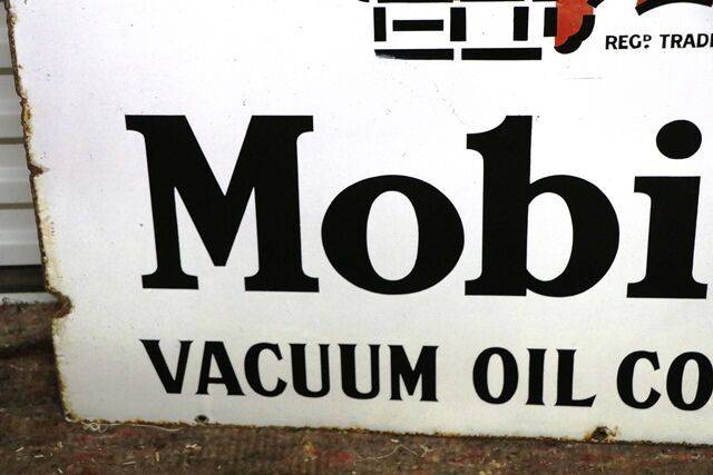 A Good Early Gargoyle Mobiloil Enamel Advertising Sign 