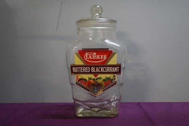 A Parkes Buttered Blackcurrant Sweetie Jar With Good Label 