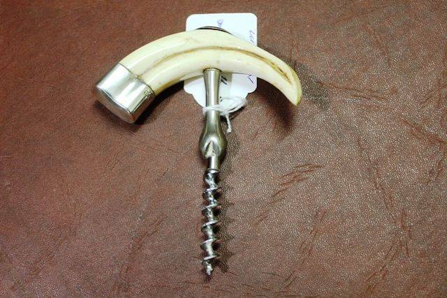 A Rare Silver Mounted Horn Corkscrew By Asprey Chester 1927
