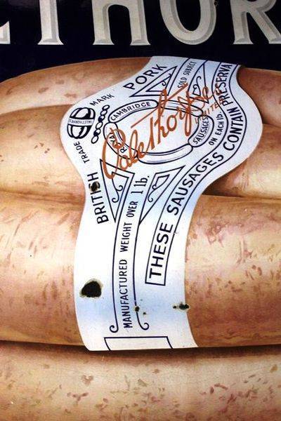 A Stunning Large Palethorpes Sausages Pictorial Enamel Sign
