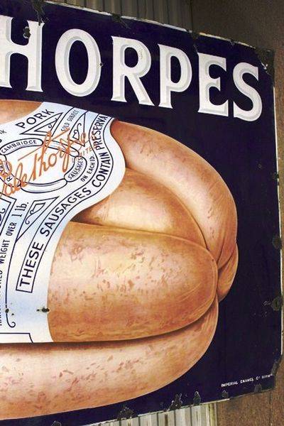 A Stunning Large Palethorpes Sausages Pictorial Enamel Sign