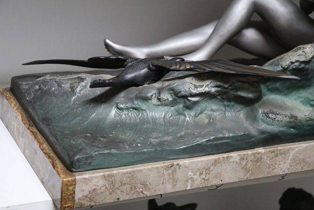 A Wonderful Spelter +amp Marble Group +quotSeasprite+quot By VAN DER VOORDOR