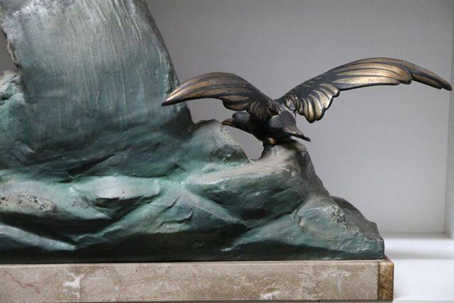 A Wonderful Spelter +amp Marble Group +quotSeasprite+quot By VAN DER VOORDOR