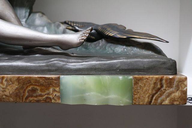 A Wonderful Spelter +amp Marble Group +quotSeasprite+quot By VAN DER VOORDOR