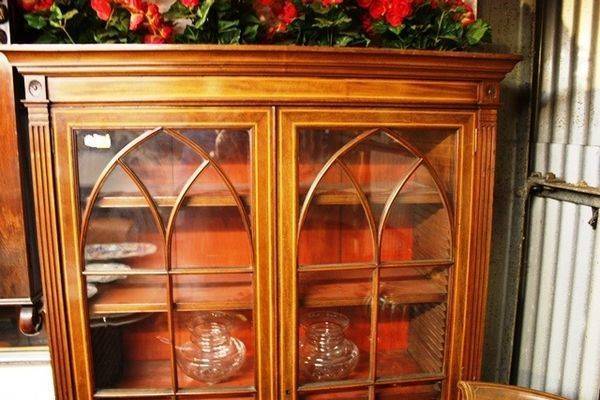 Antique 2 Door Mahogany Inlaid Bookcase Arriving Nov