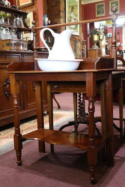 Antique Australian Cedar Washstand With Jug + Basin 