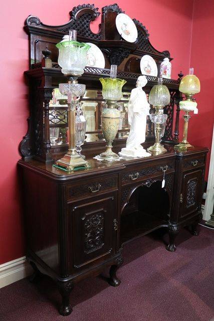 Antique Mahogany 4 Door Mahogany Mirror Back Sideboard 