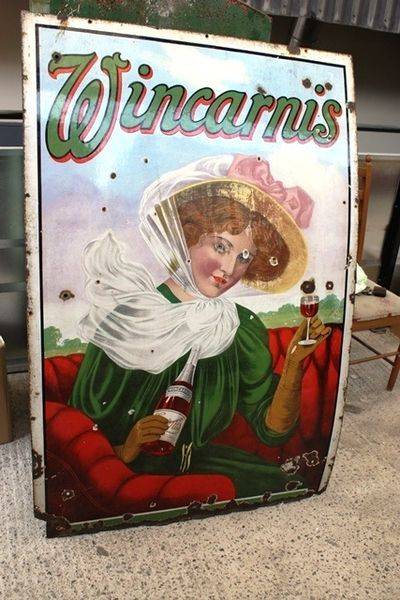 Antique Wincarnis Tonic Pictorial Enamel Sign Arriving Nov