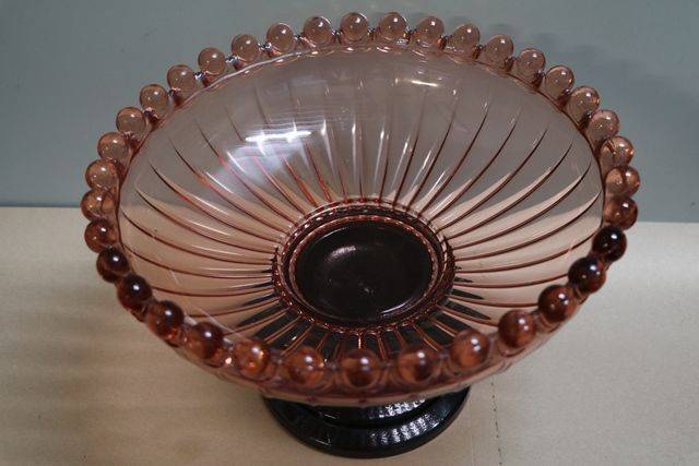 Art Deco 4 Pieces Pink Glass Float Bowl  Mascot Lady 