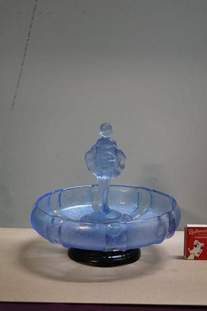 Art Deco Blue Glass Ballerina 3 Pieces Float Bowl  