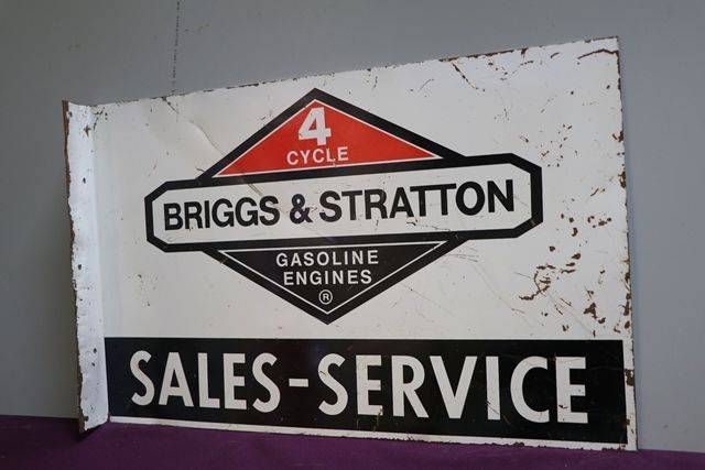 Briggs and Stratton SalesService Double Sided Tin Advertising Sign 