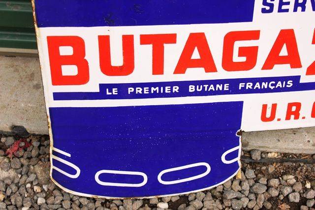 Butagaz Die Cut Enamel Post Mount Sign