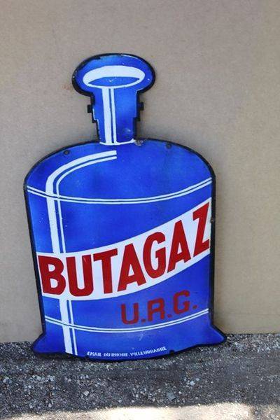 Butagaz Double Sided Die Cut Enamel Sign